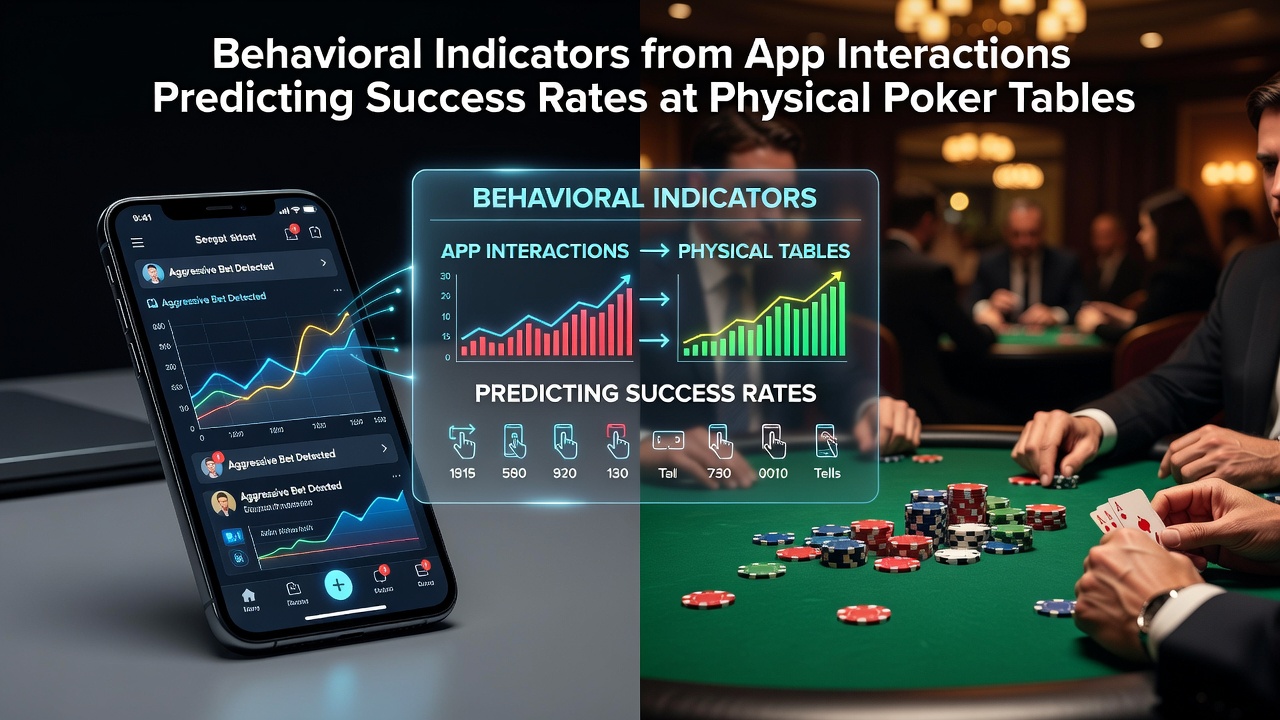 Mobile poker app interface displaying player interaction patterns and decision timing metrics used in behavioral analysis