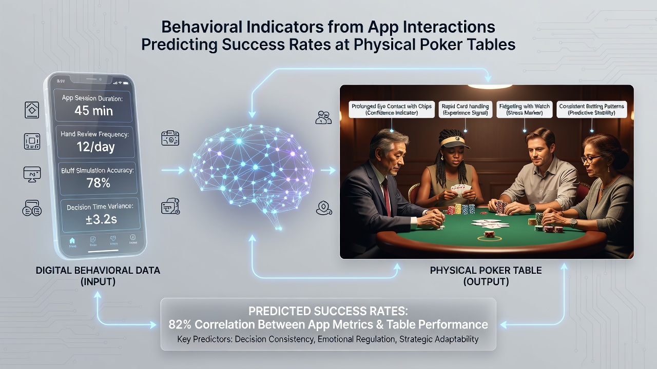 Live poker table scene with players demonstrating focus and decision-making behaviors analyzed through prior app data correlations
