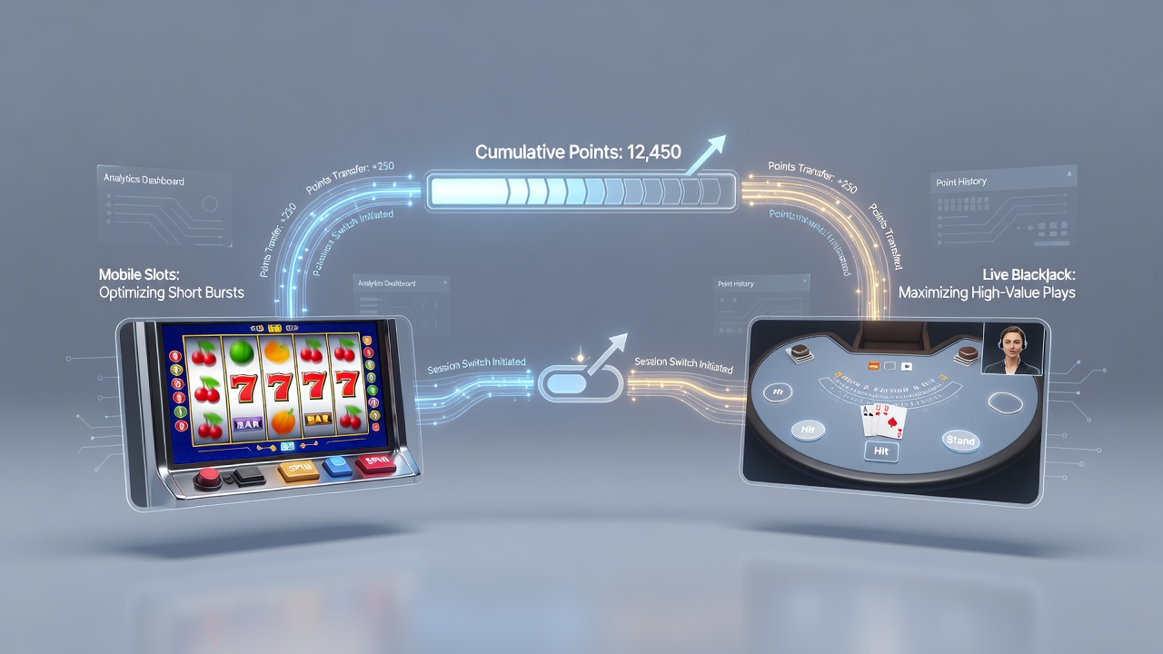 Live blackjack table scene showing loyalty card integration with mobile tracking