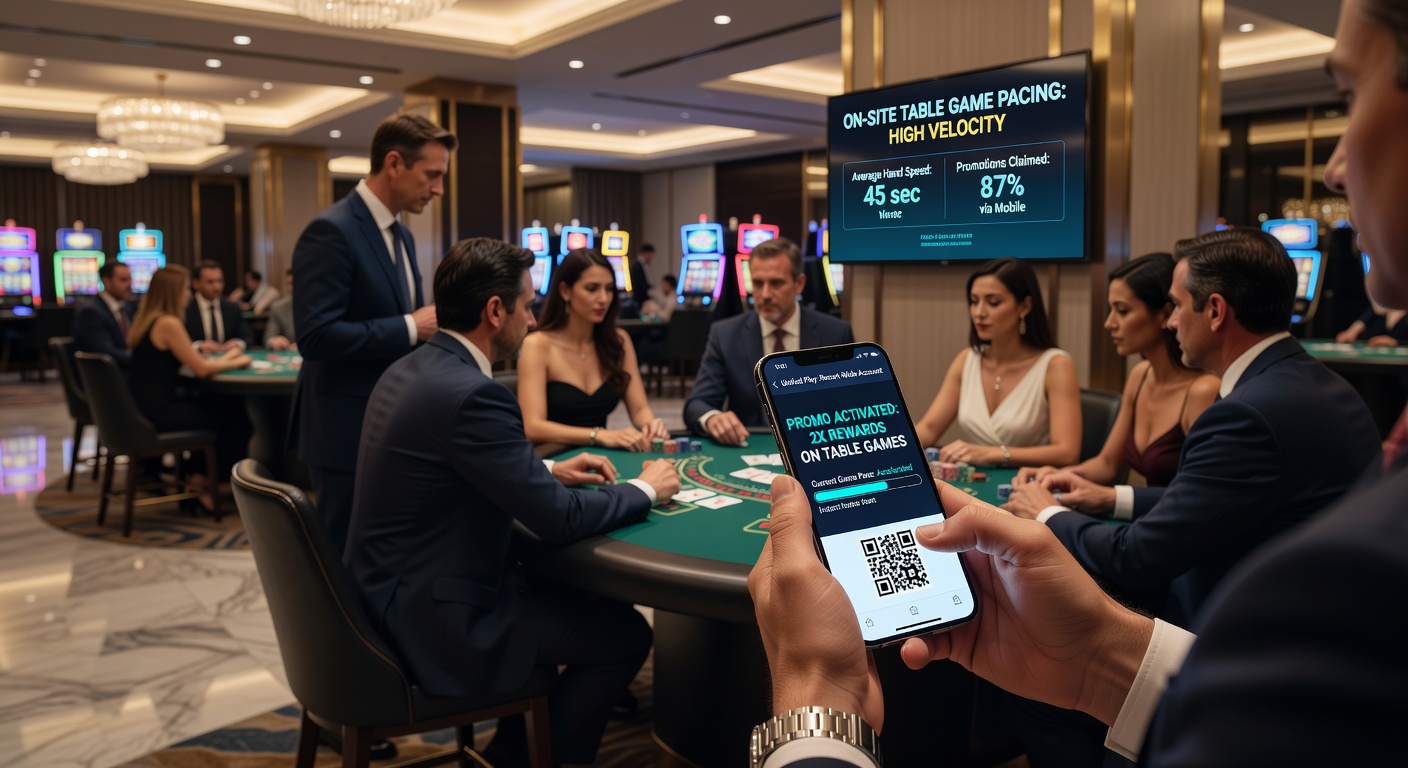 Integrated resort showing smartphone app synced with table game floor